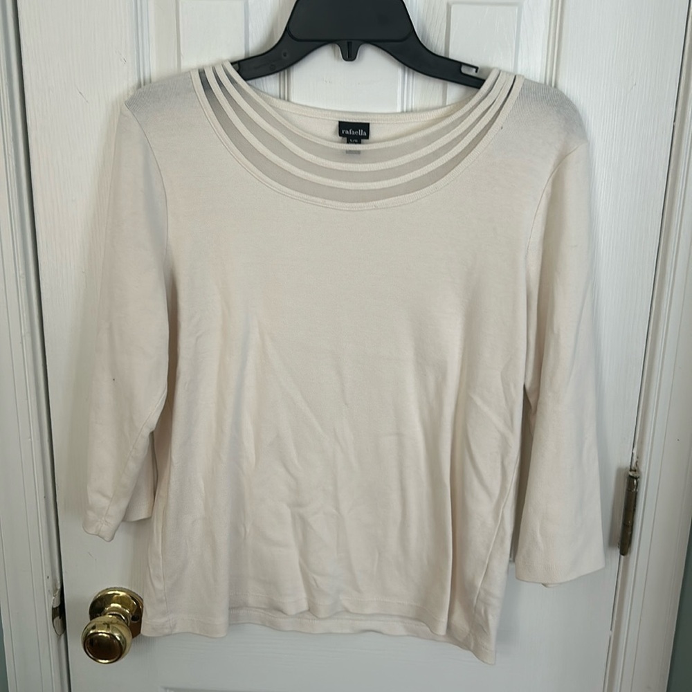 Rafaella ivory sweater with 3 quarter length sleeves